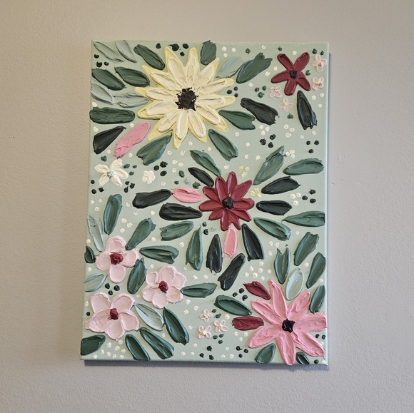 Textured hand made floral painting - Picture 1 of 10